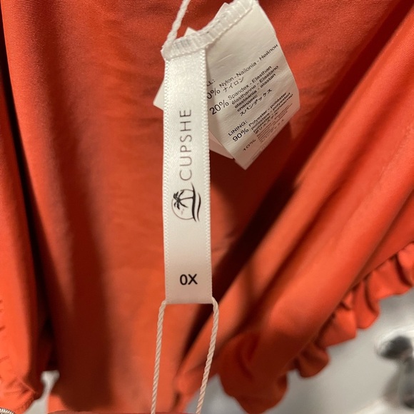 Ruffled One Piece Swimsuit - Orange - Picture 6 of 7